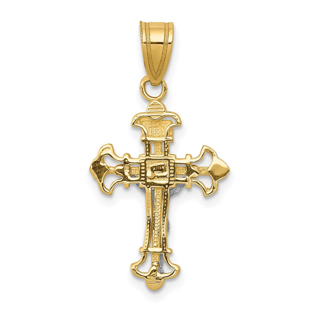 14K Two-tone INRI Crucifix Charm