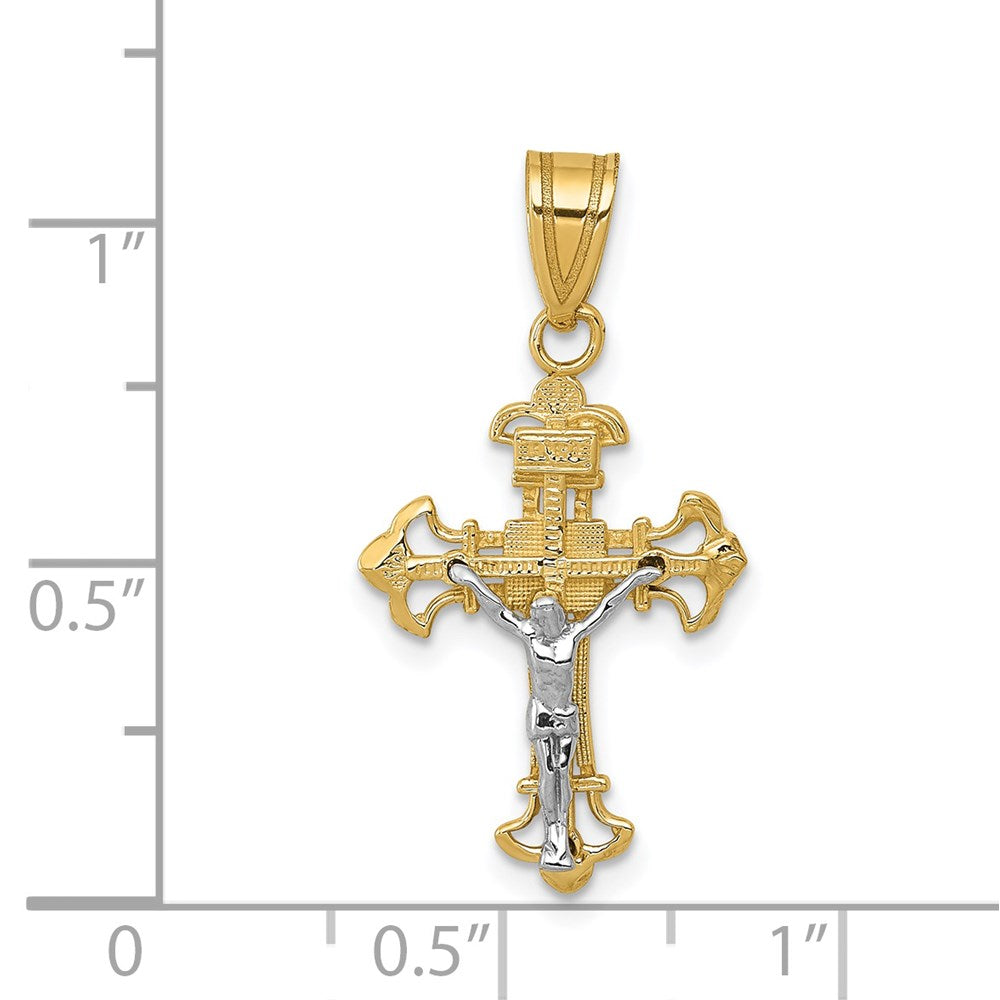 14K Two-tone INRI Crucifix Charm