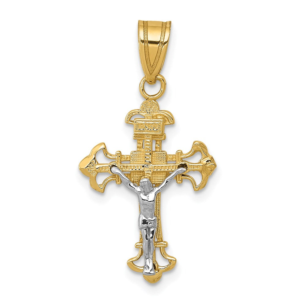 14K Two-tone INRI Crucifix Charm