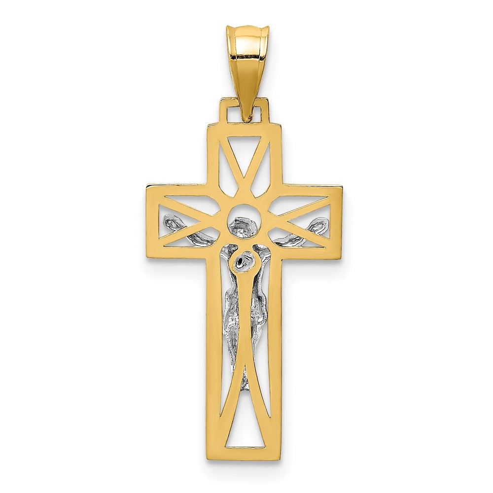 14K Two-tone Crucifix Pendant