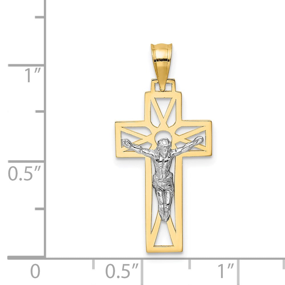 14K Two-tone Crucifix Pendant