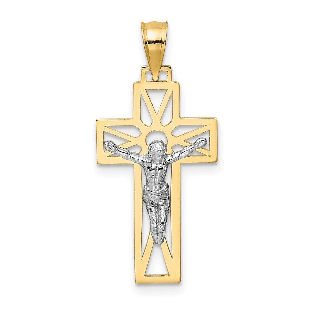 14K Two-tone Crucifix Pendant