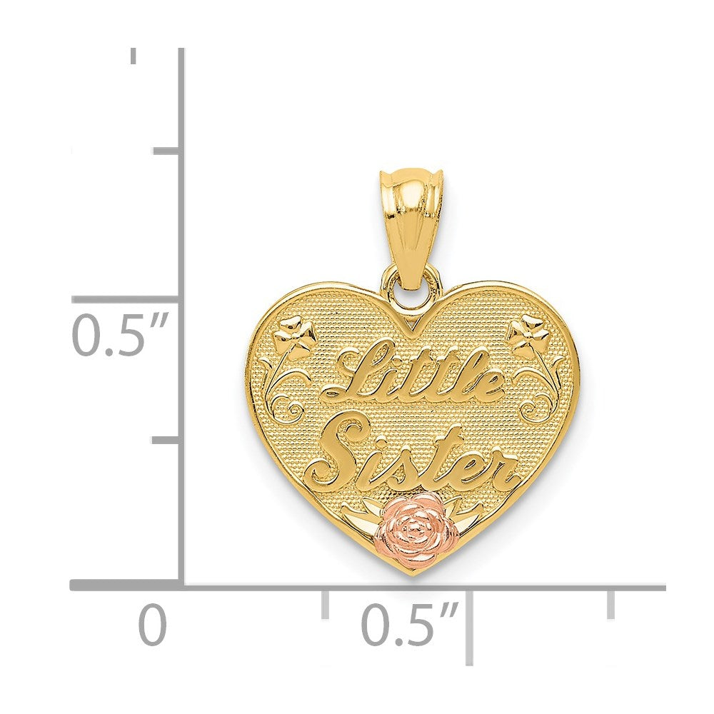 14k Two-tone LITTLE SISTER Heart Pendant