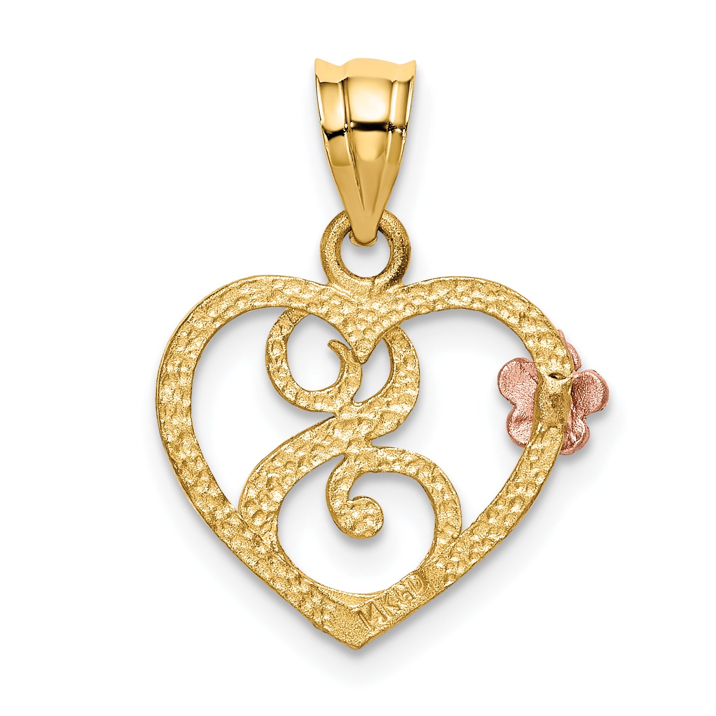 14k Two-Tone Initial S in Heart Charm D898S