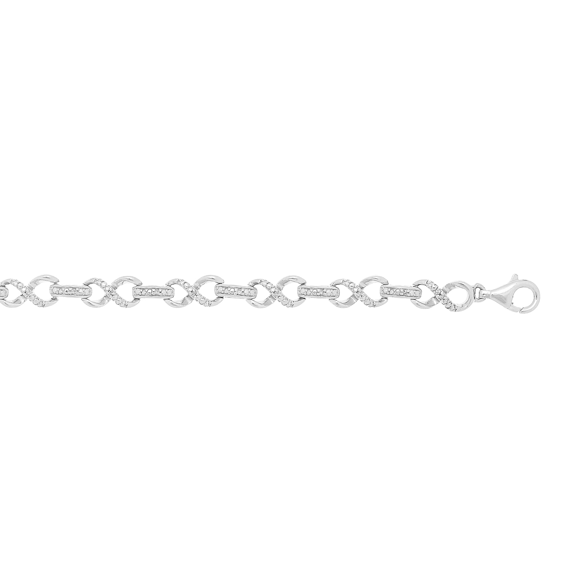 Sterling Silver 7.25" Infinity .10ct Diamond Accent Link Bracelet