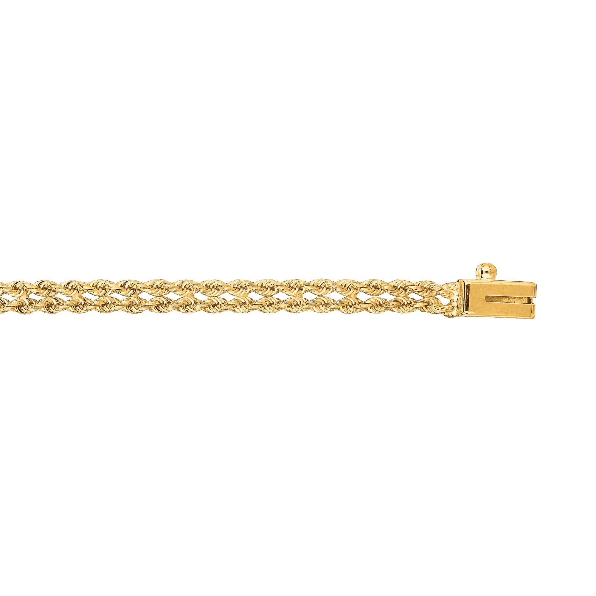 14K Yellow Gold 3.4mm Multi-Row Rope 8" Chain Bracelet Bracelet with Box Lock