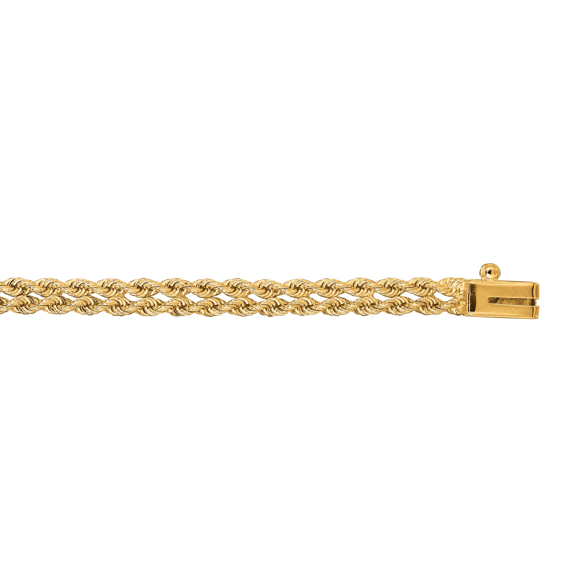 14K Yellow Gold 3.9mm Multi-Row Rope 8" Chain Bracelet Bracelet with Box Lock