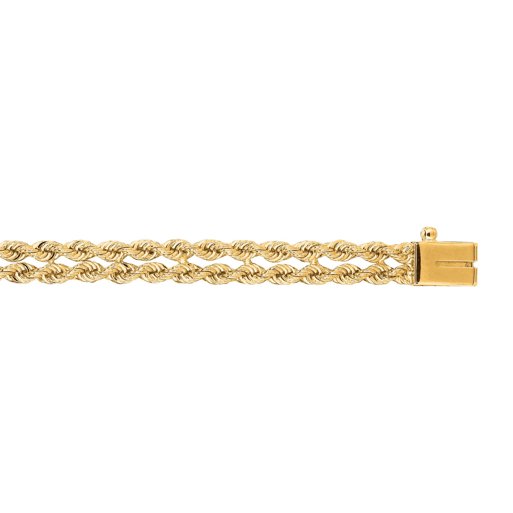 14K Yellow Gold 4.8mm Multi-Row Rope 8" Chain Bracelet Bracelet with Box Lock