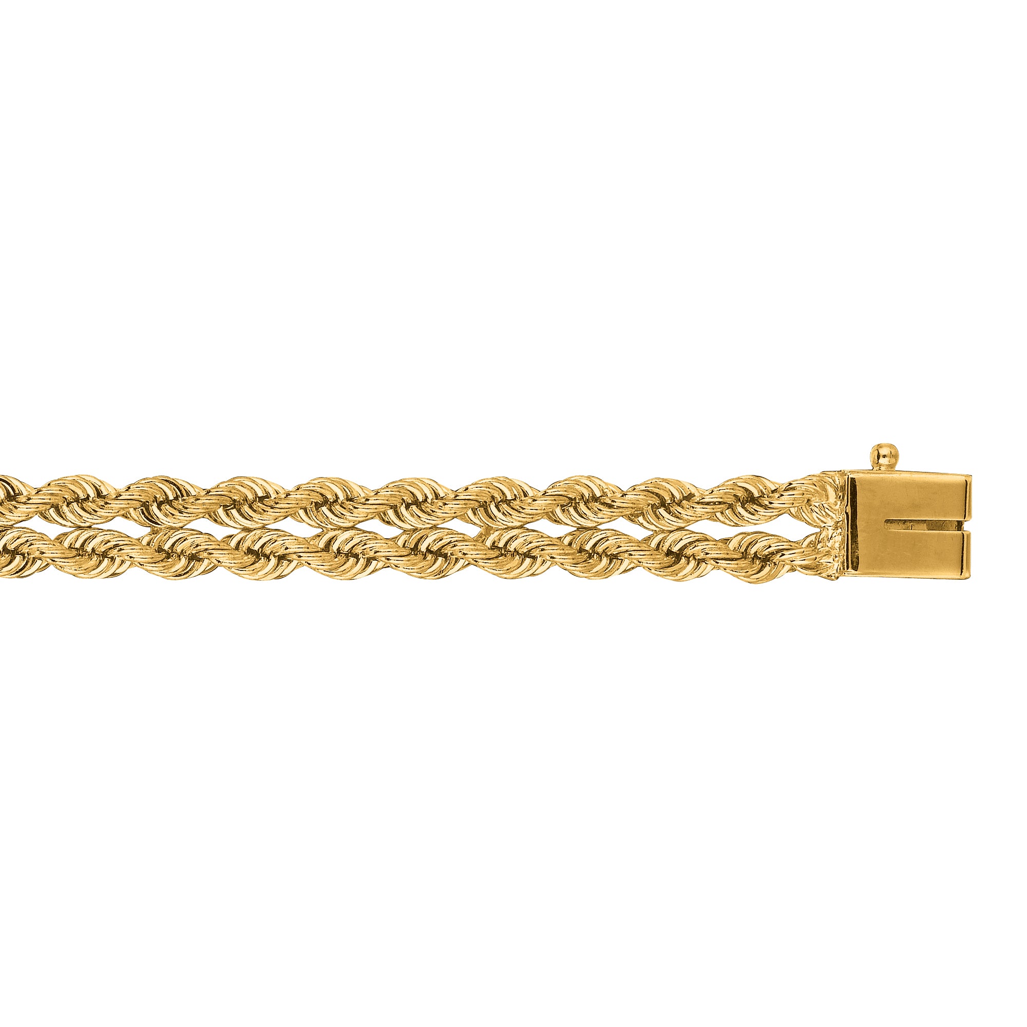 14K Yellow Gold 6.2mm Multi-Row Rope 8" Chain Bracelet Bracelet with Box Lock