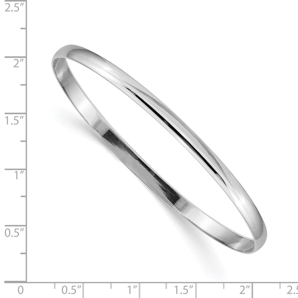 14k White Gold 4mm Solid Polished Half-Round Slip-On Bangle