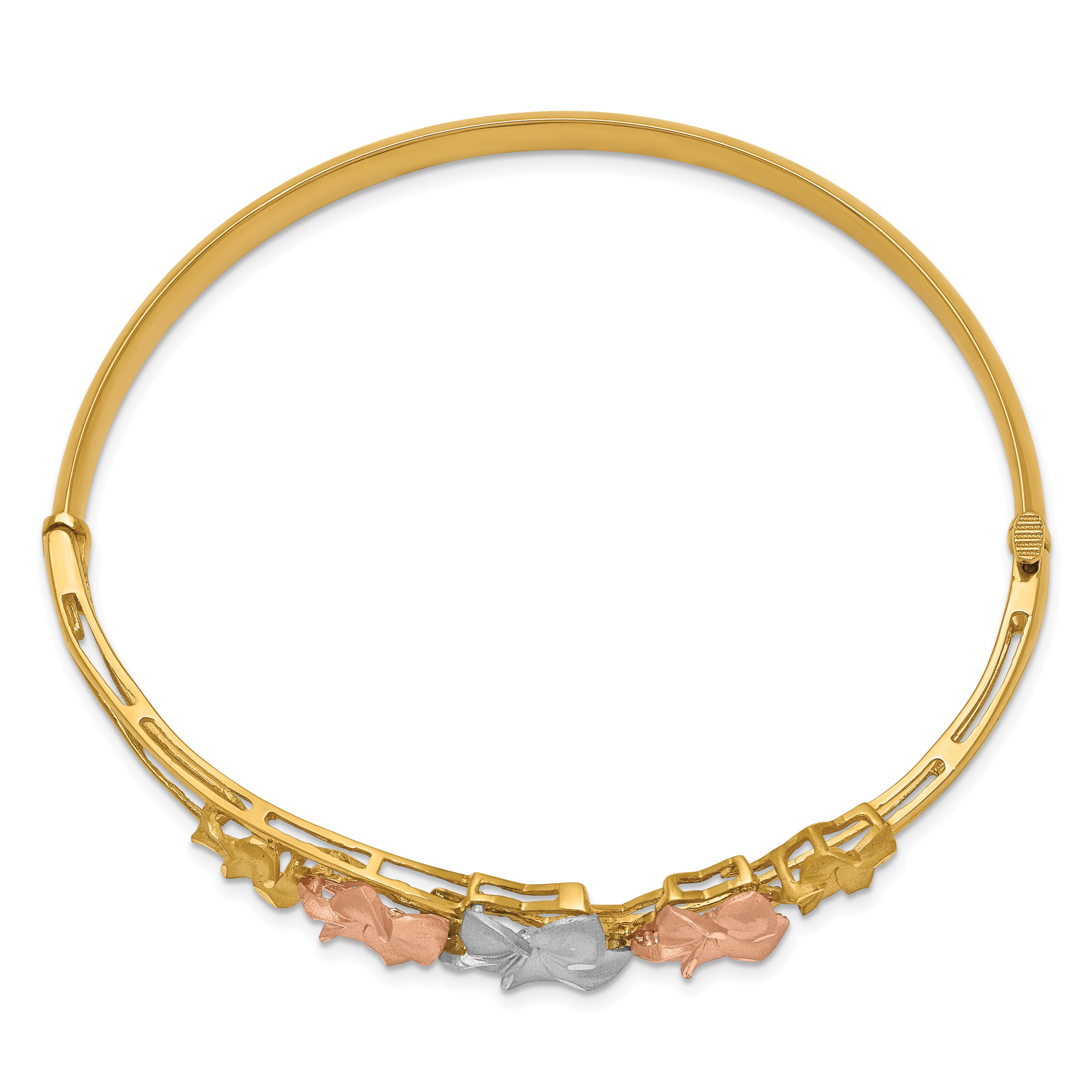 14k Tri-color Plumeria Bangle DB448