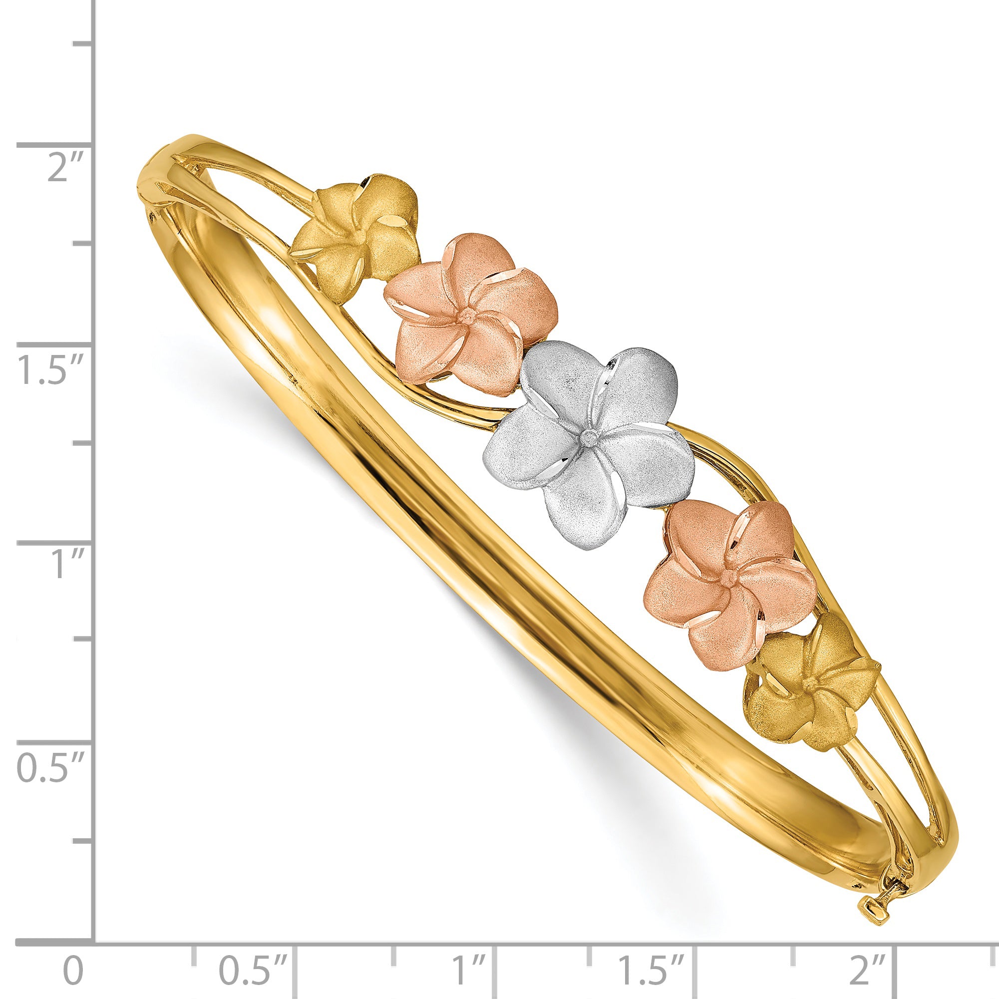 14k Tri-color Plumeria Bangle DB448