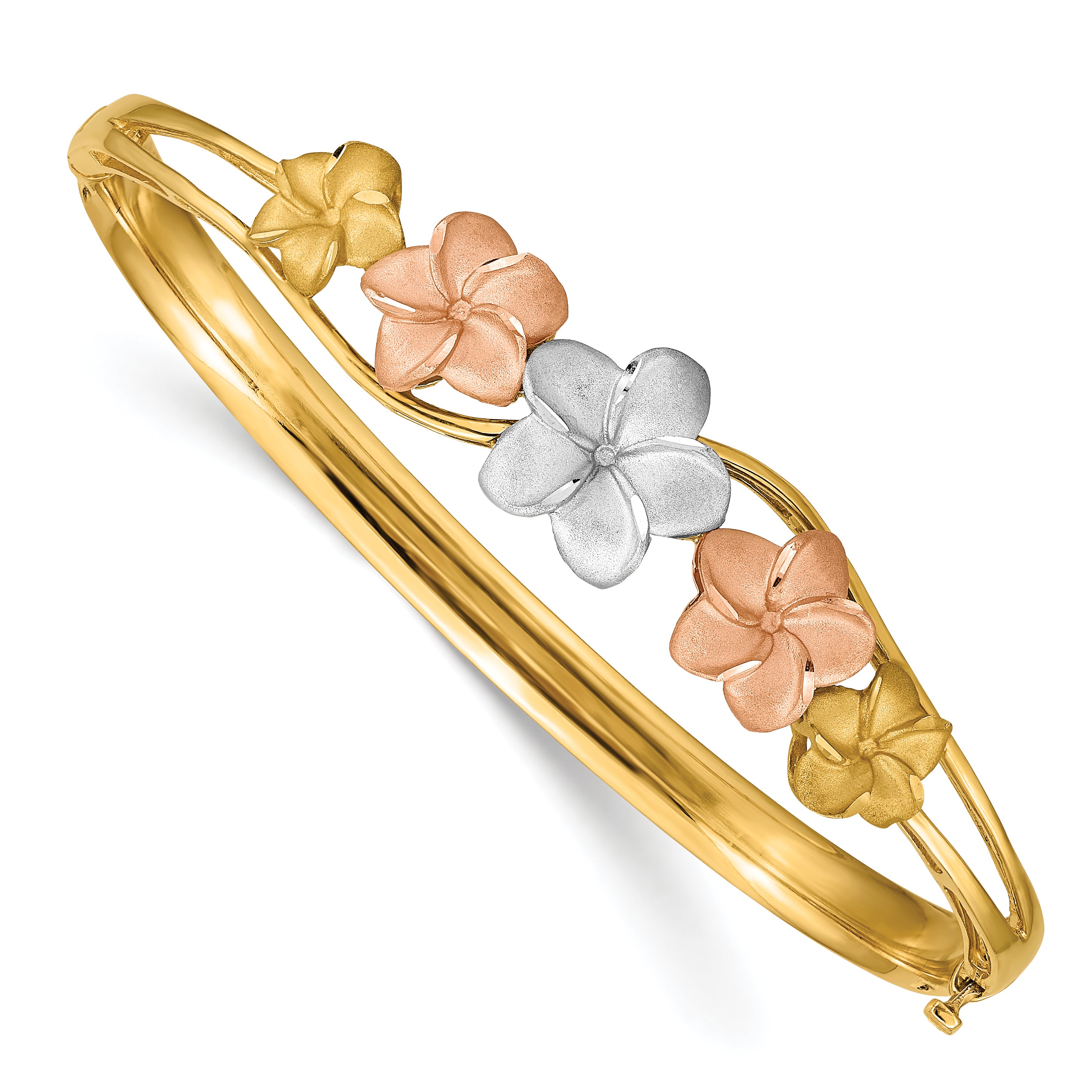 14k Tri-color Plumeria Bangle DB448