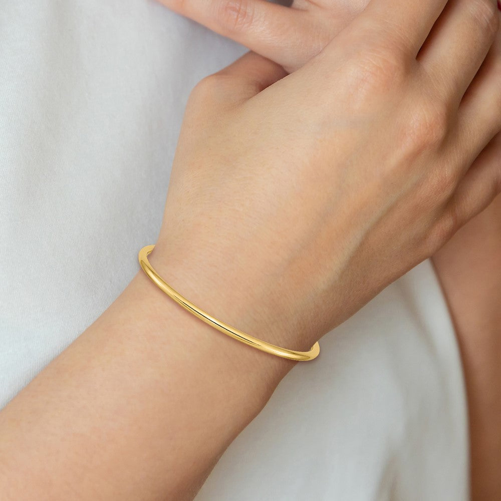 14k 3mm Polished Round Tube Slip-on Bangle