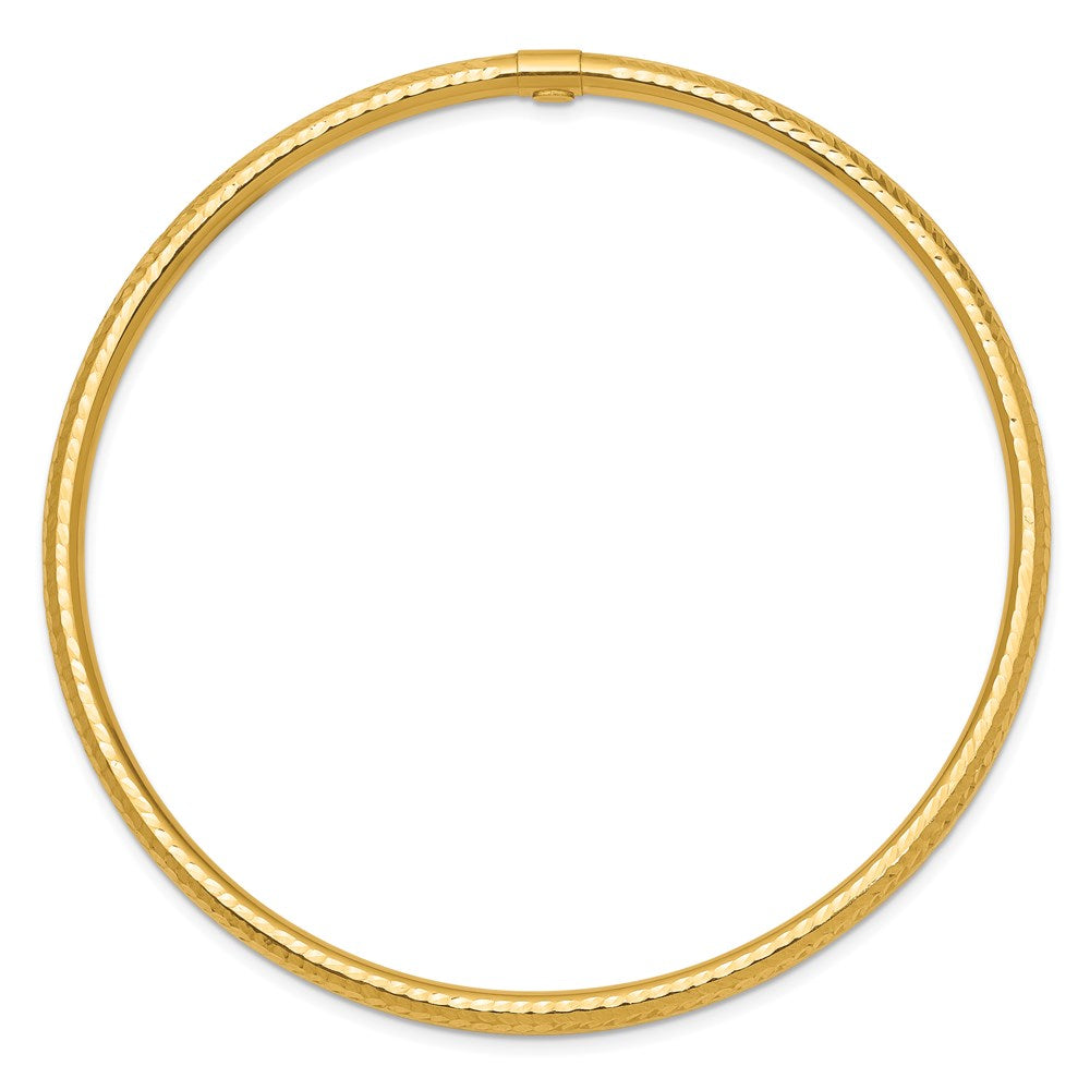 14k 3mm Diamond-cut Tube Slip-on Bangle