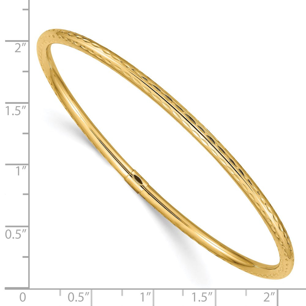 14k 3mm Diamond-cut Tube Slip-on Bangle