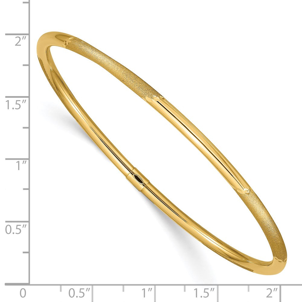 14k 3mm Polished and Satin Finish Slip-on Bangle