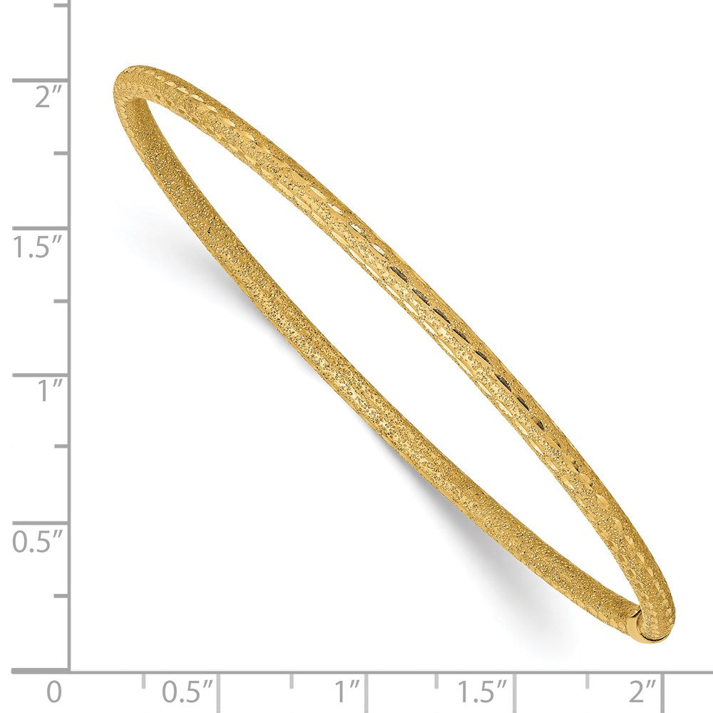 14k 3mm Satin Finish Diamon-cut Tube Slip-on Bangle