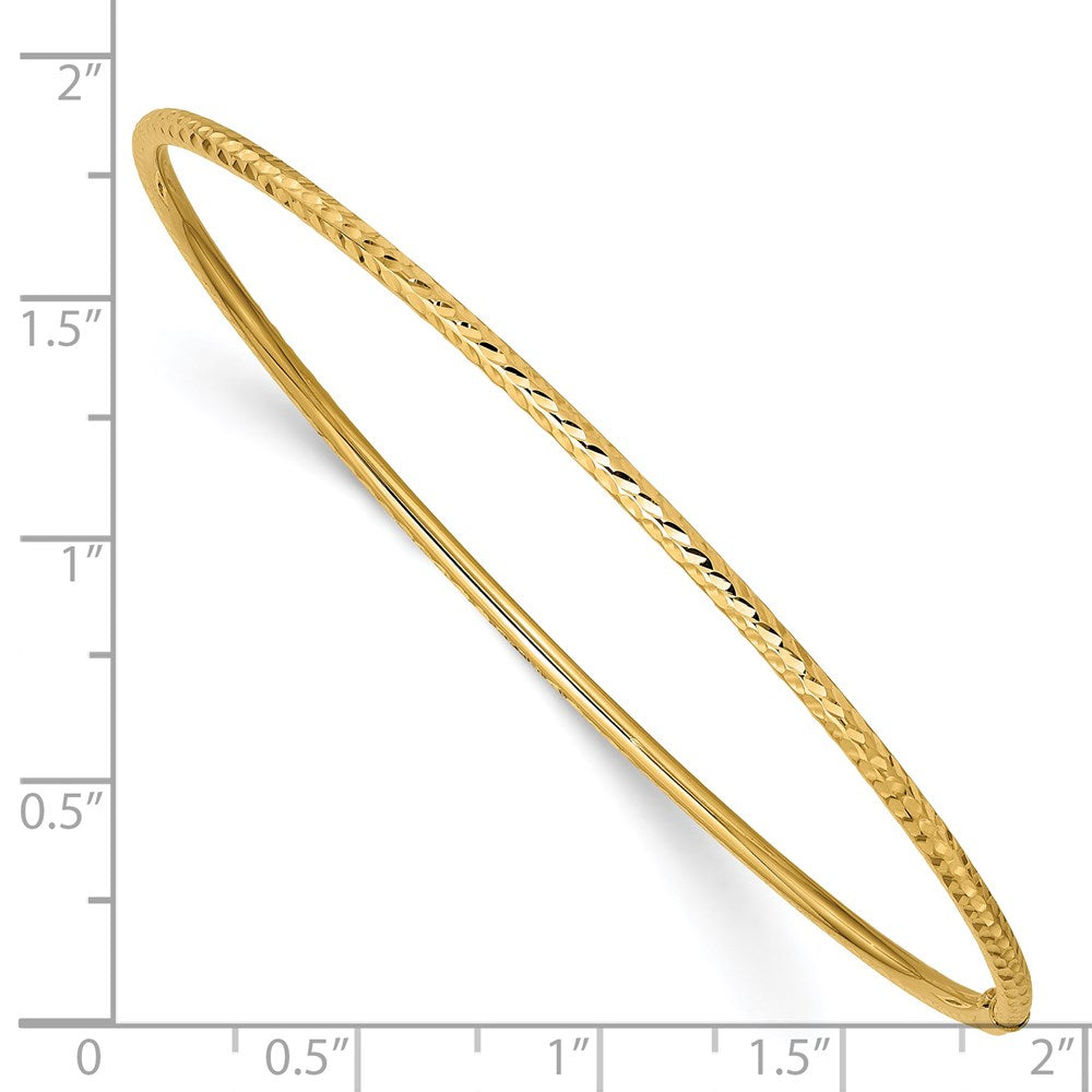 14k 2mm Diamond-cut Tube Slip-on Bangle