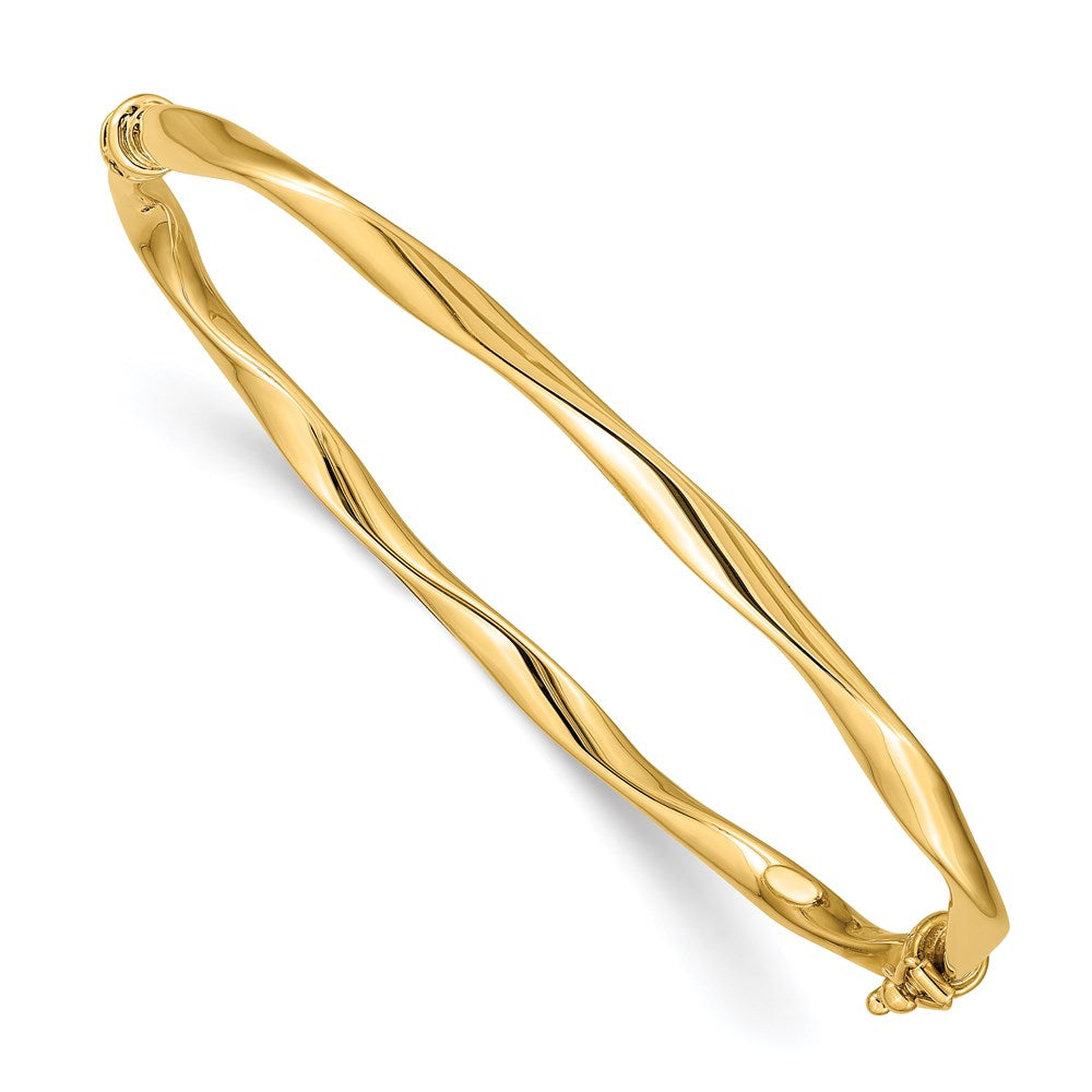 14k Twisted Tube Hinged Bangle