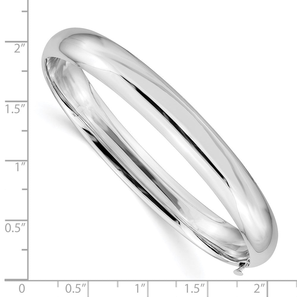 14k White Gold High Polished 8.00mm Hinged Bangle