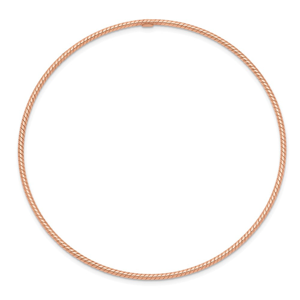 14k 1.5mm Rose Gold Textured Slip-on Bangle Bracelet