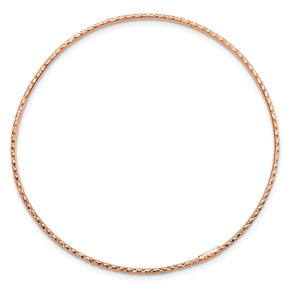 14k 1.5mm Rose Gold Diamond-Cut Slip-on Bangle Bracelet