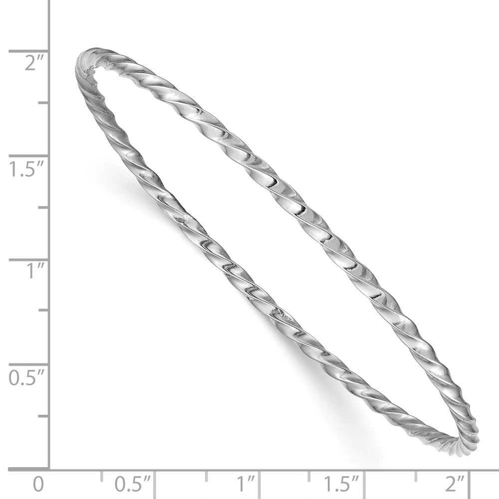 14k White Gold 2.50mm Twisted Slip-on Bangle