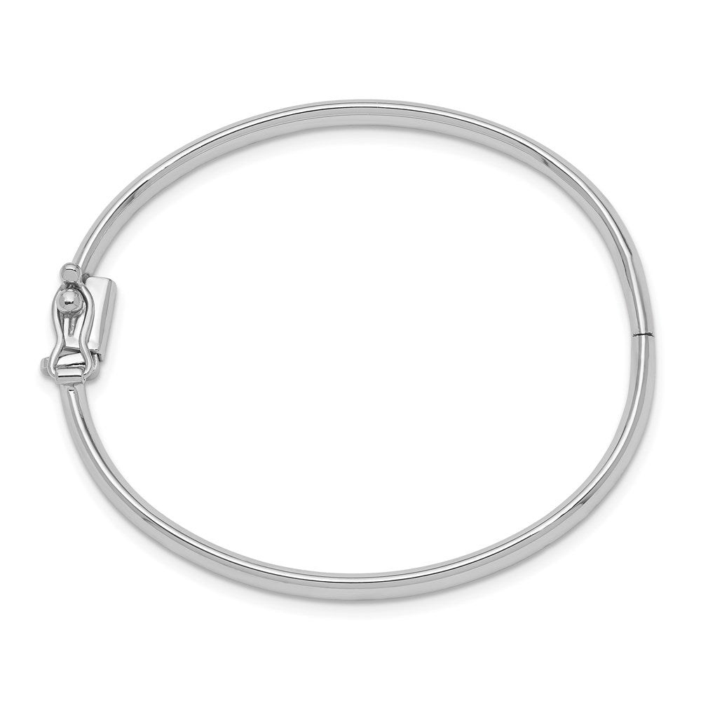 14k White Gold Polished Hinged Safety Clasp Baby Bangle