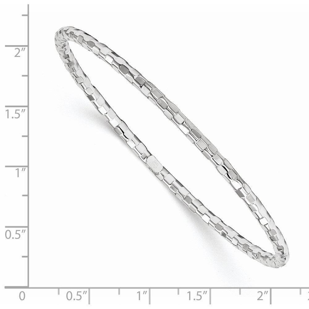 14k White Gold Textured Slip-on Bangle Bracelet