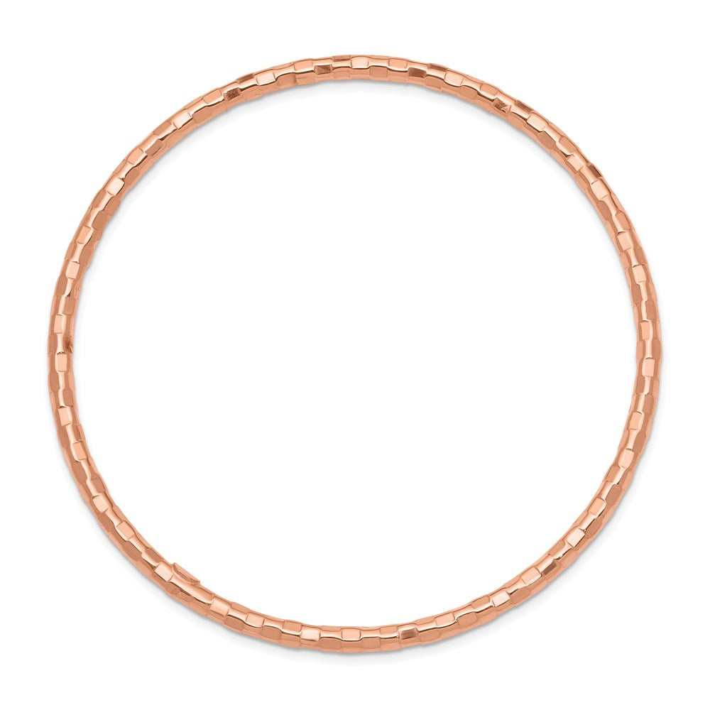 14K Rose Gold Polished Textured Slip-on Bangle Bracelet