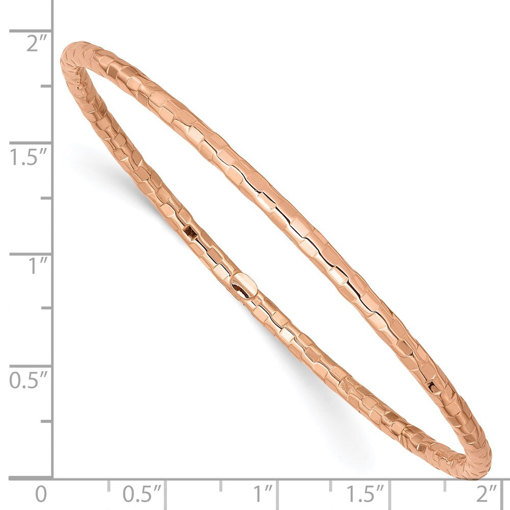 14K Rose Gold Polished Textured Slip-on Bangle Bracelet