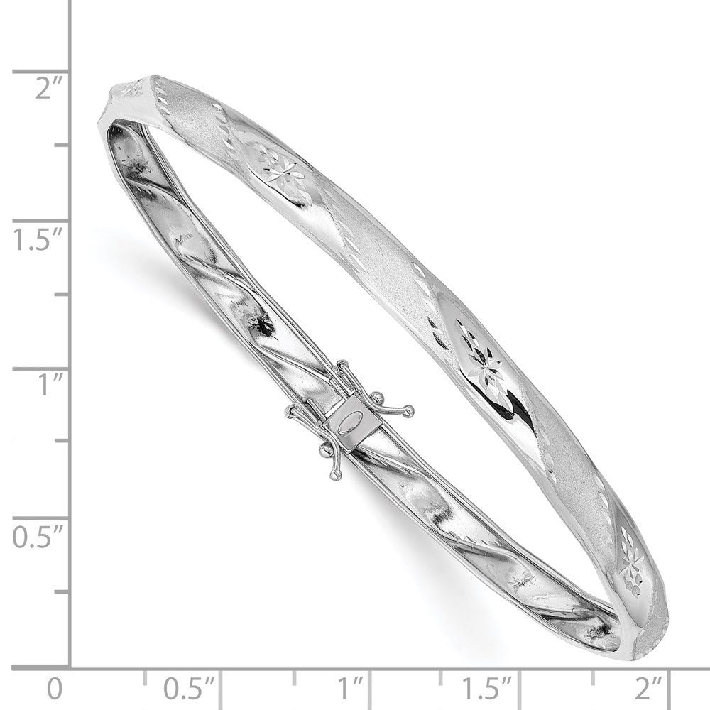 14k White Gold Polished Satin D/C Flexible Bangle