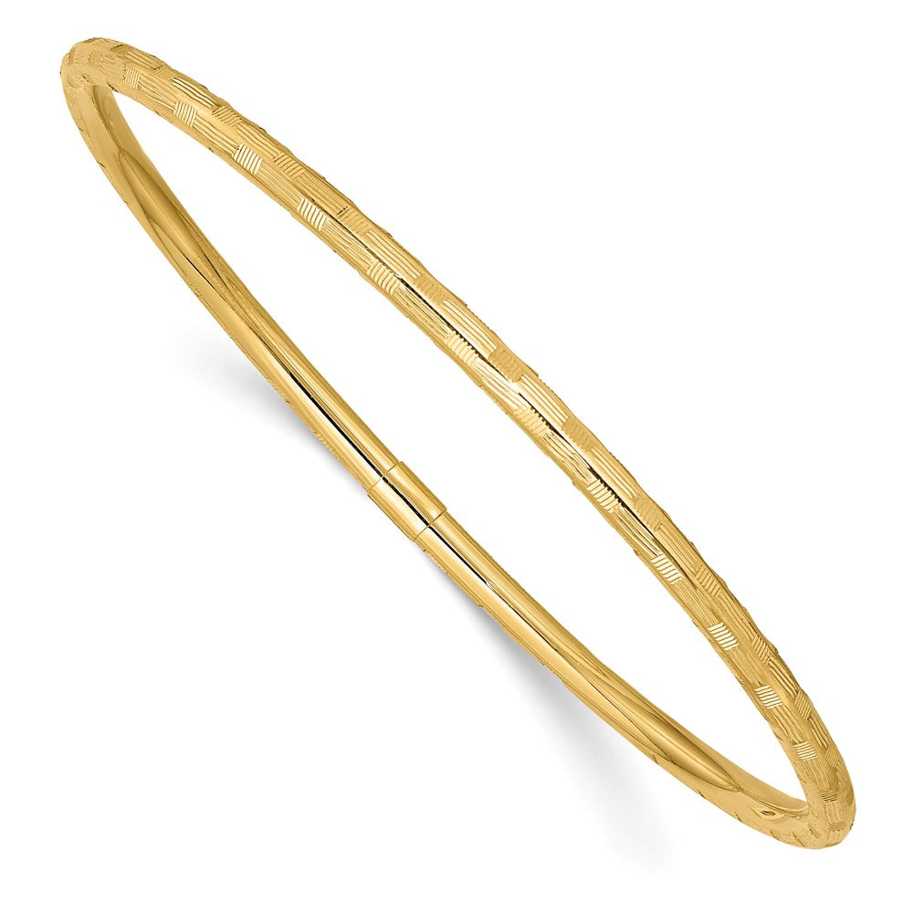 14k Yellow Gold Diamond-cut Slip-on Bangle