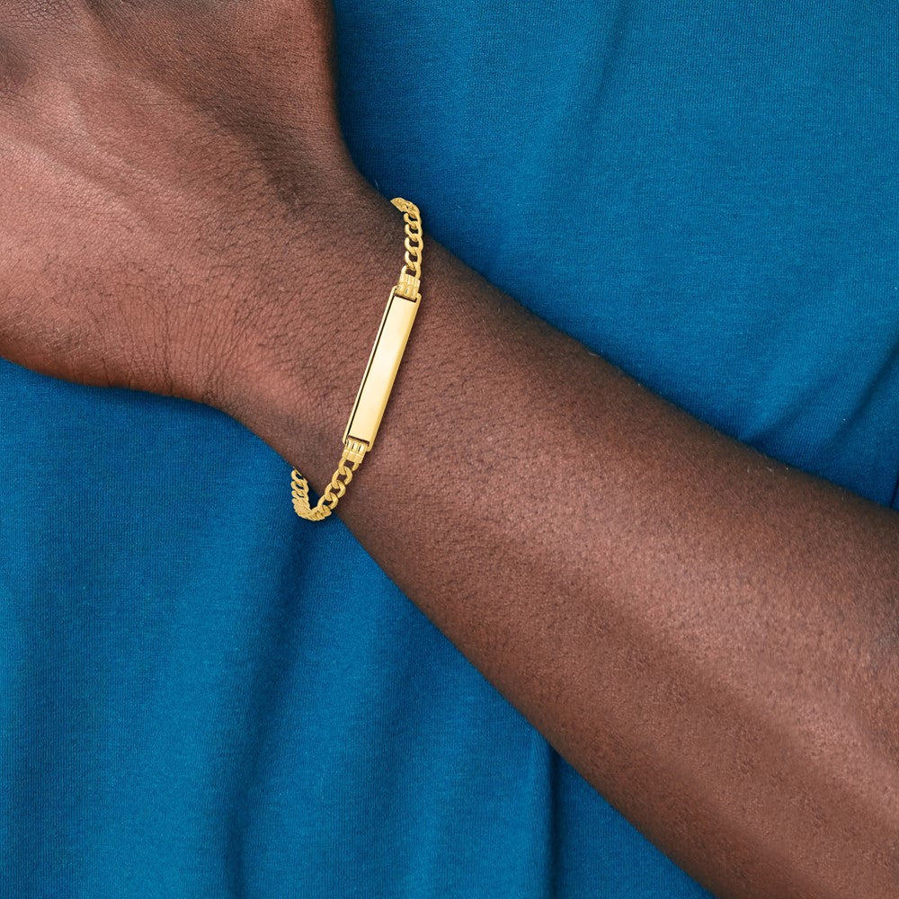 14k Semi-Solid Polished Cuban ID Bracelet