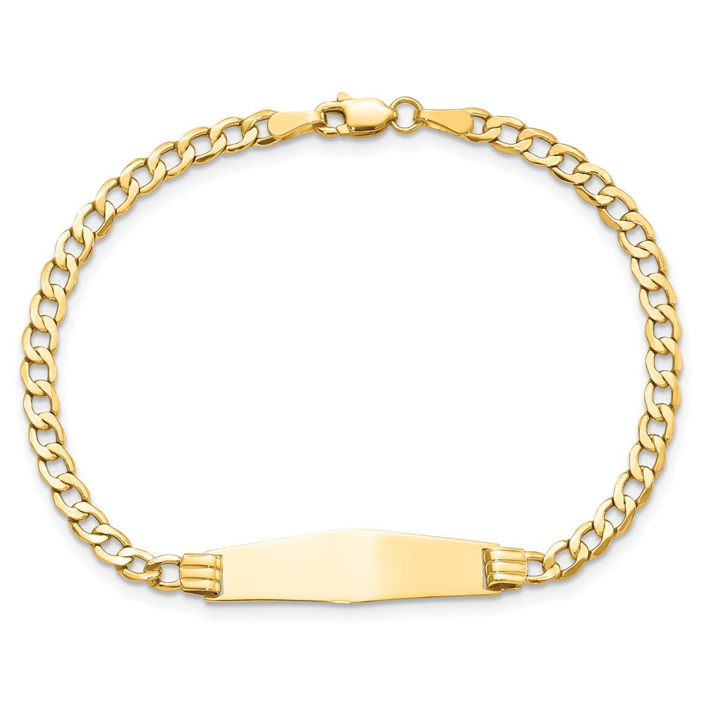 14k Semi-solid Soft Diamond Shape Cuban ID Bracelet