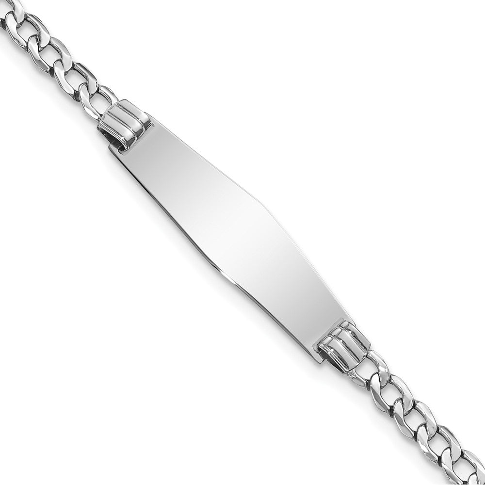 14k WG Semi-solid Soft Diamond Shape Cuban Link ID Bracelet