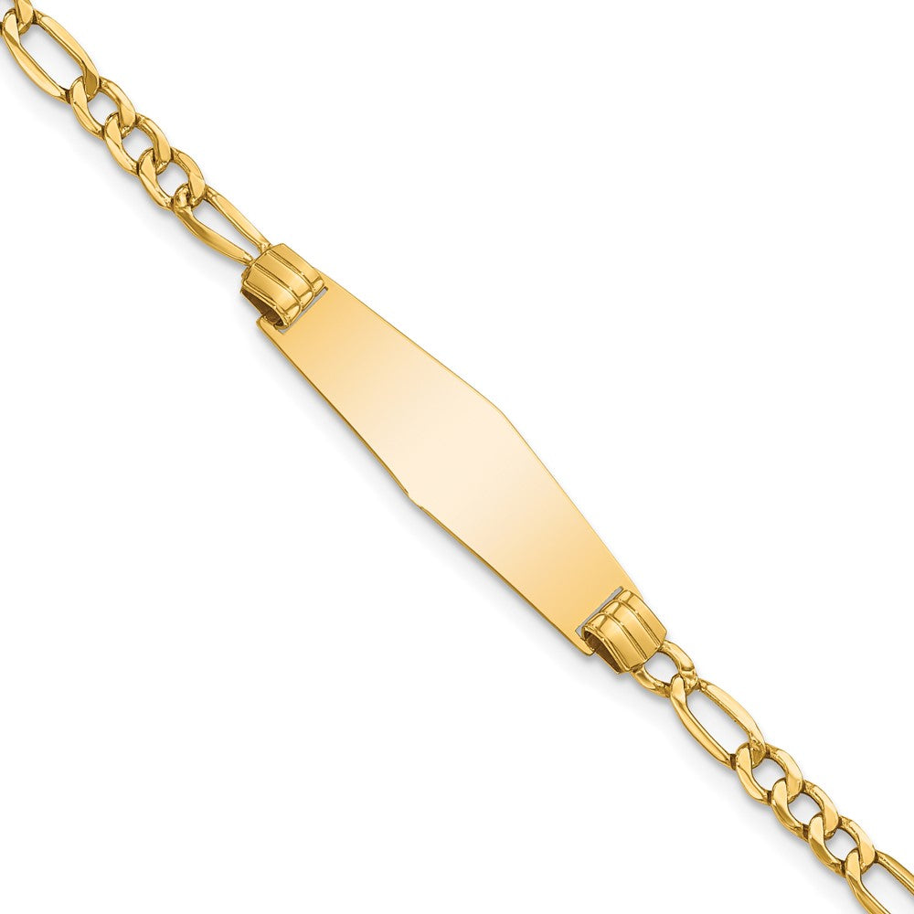 14k Semi-solid Soft Diamond Shape Figaro Link ID Bracelet