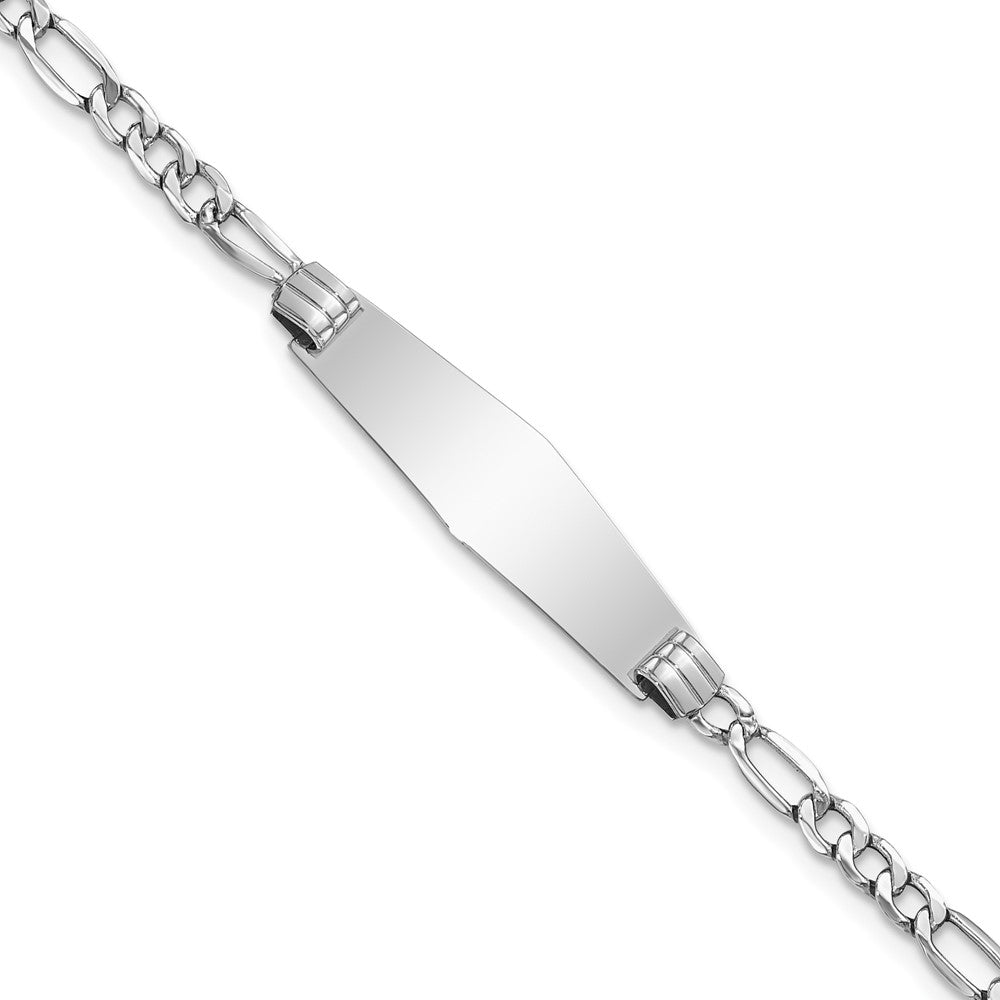 14k WG Semi-solid Soft Diamond Shape Figaro Link ID Bracelet