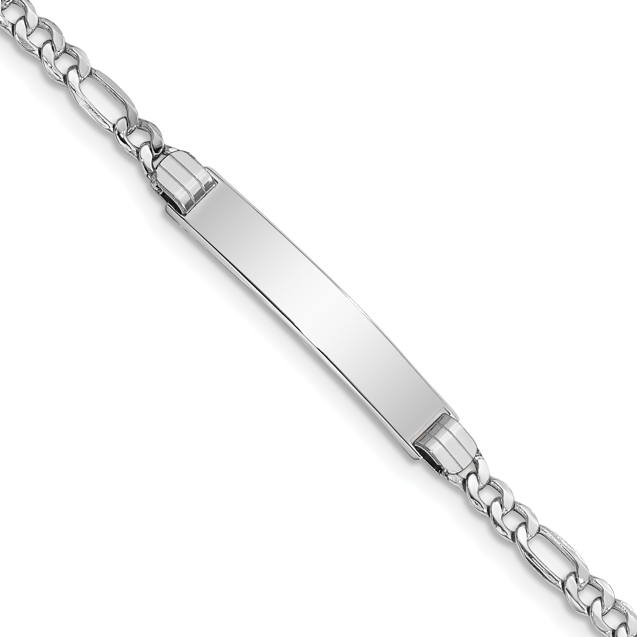 14k WG Polished Semi-Solid Figaro Link ID Bracelet