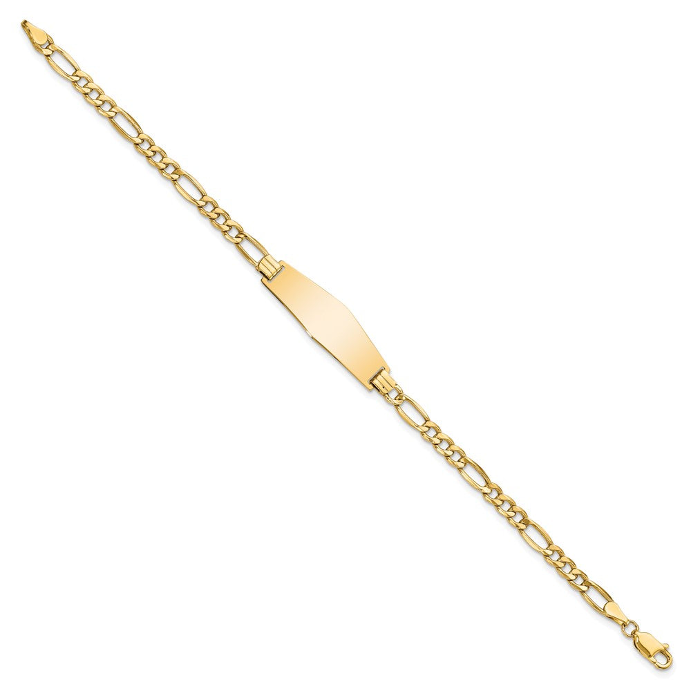 14k Semi-solid Soft Diamond Shape Figaro Link ID Bracelet