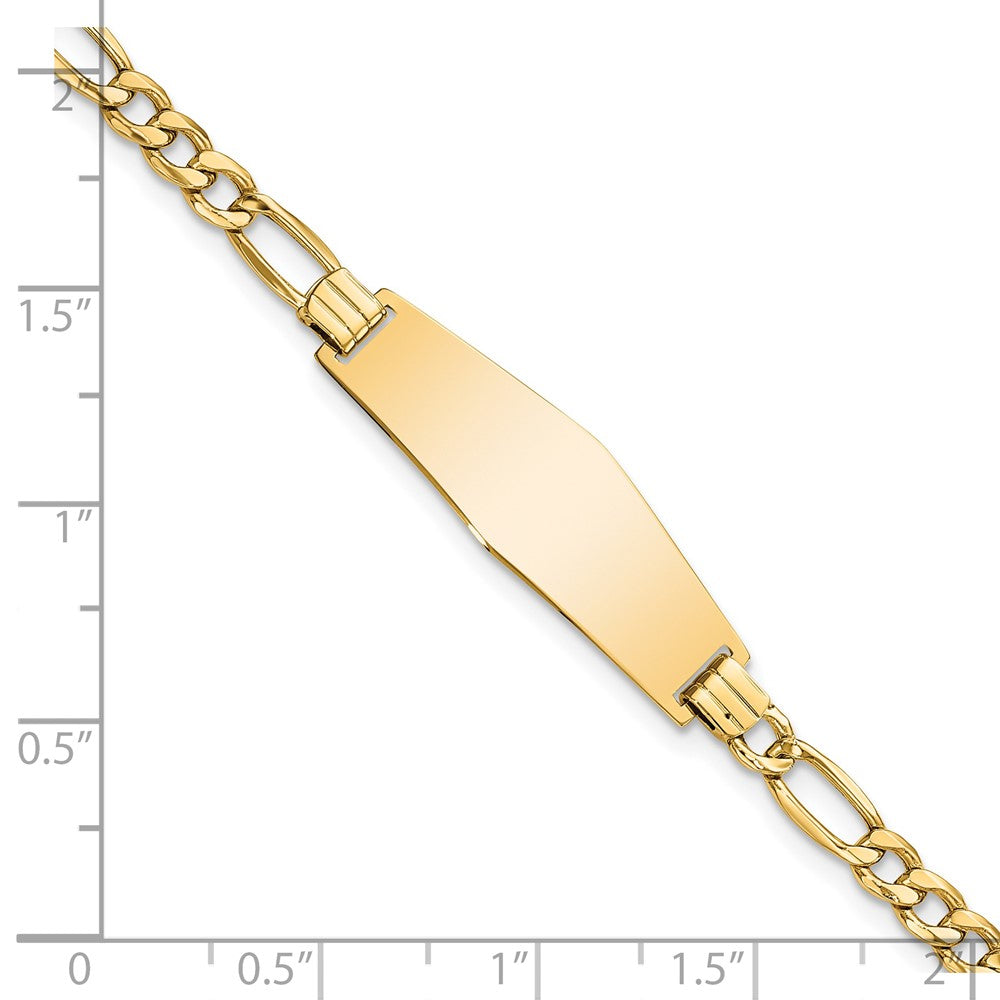 14k Semi-solid Soft Diamond Shape Figaro Link ID Bracelet