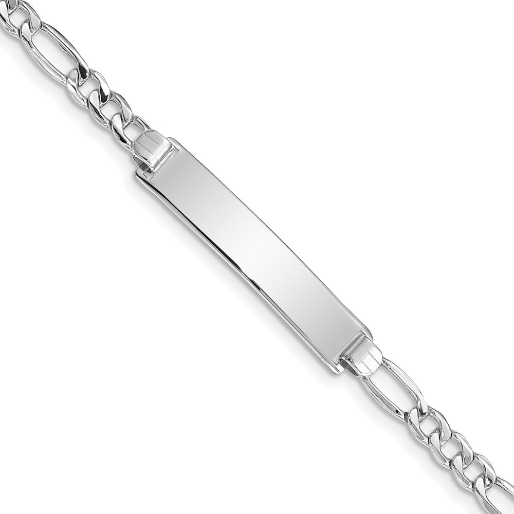 14K WG Polished Semi-Solid Figaro ID Bracelet