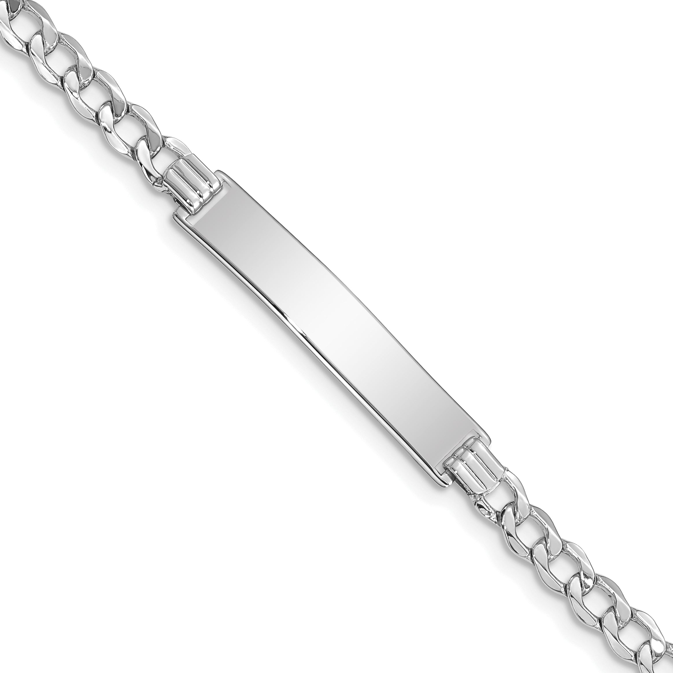 14k WG Polished Semi-Solid Cuban ID Bracelet