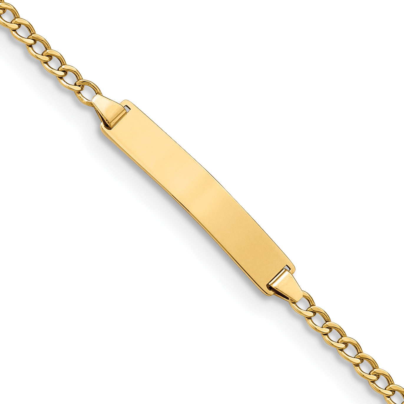 14k Semi-Solid Polished Cuban ID Bracelet