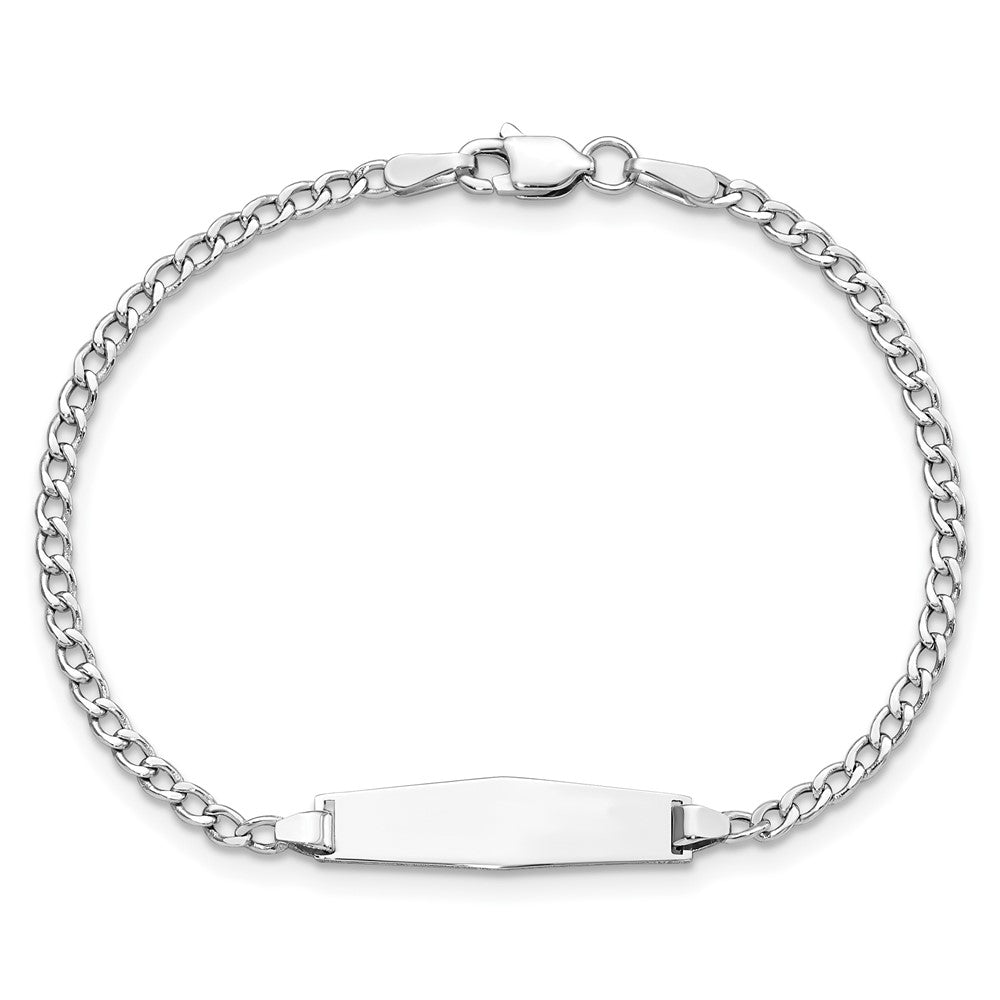 14k WG Semi-solid Soft Diamond Shape Cuban ID Bracelet