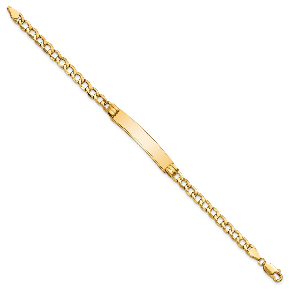 14k Polished Semi-Solid Cuban ID Bracelet