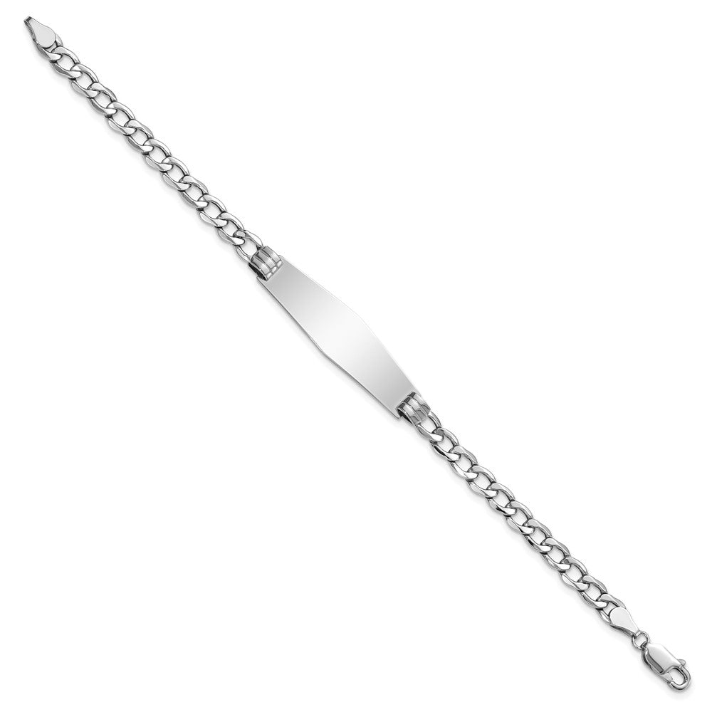 14k WG Polished Semi-Solid Soft Diamond Shape Cuban ID Bracelet