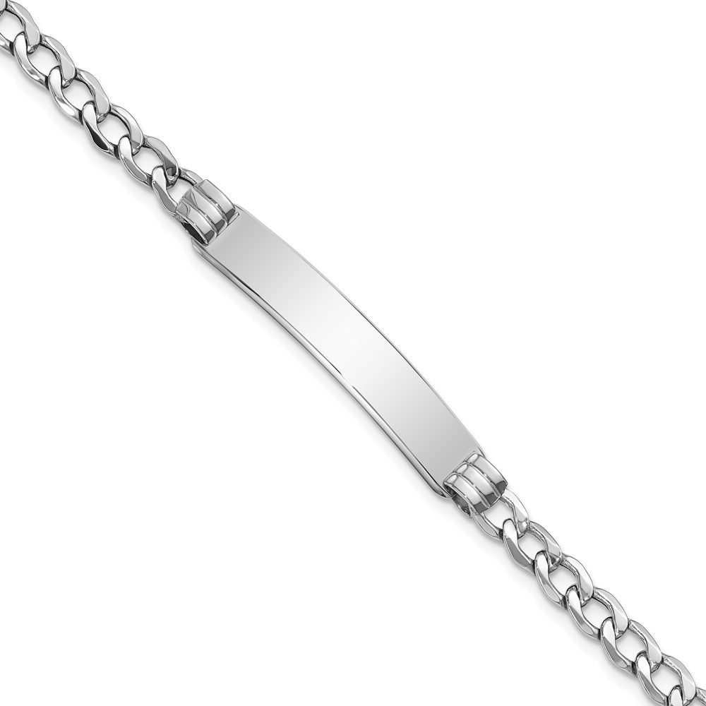 14k WG Polished Semi-Solid Cuban ID Bracelet