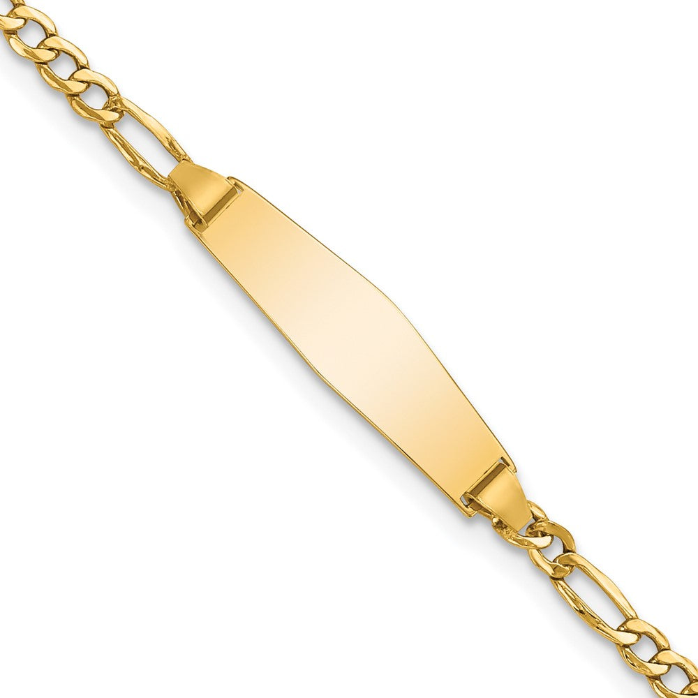 14k Semi-Solid Soft Diamond Shape Figaro ID Bracelet